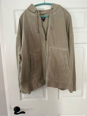 GAP Men's Hooded Jean Zip Jacket in Khaki